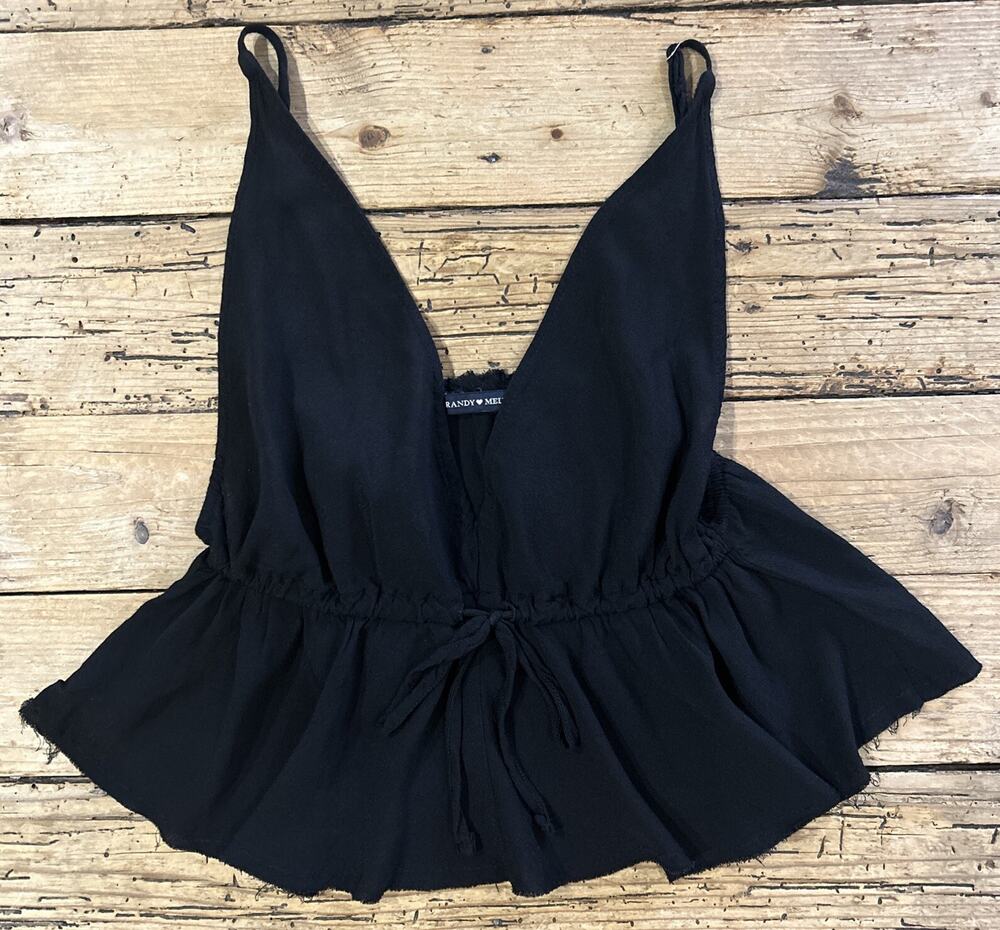 Bandy Melville Women’s OS Solid Black Baby Doll Camisole Tank